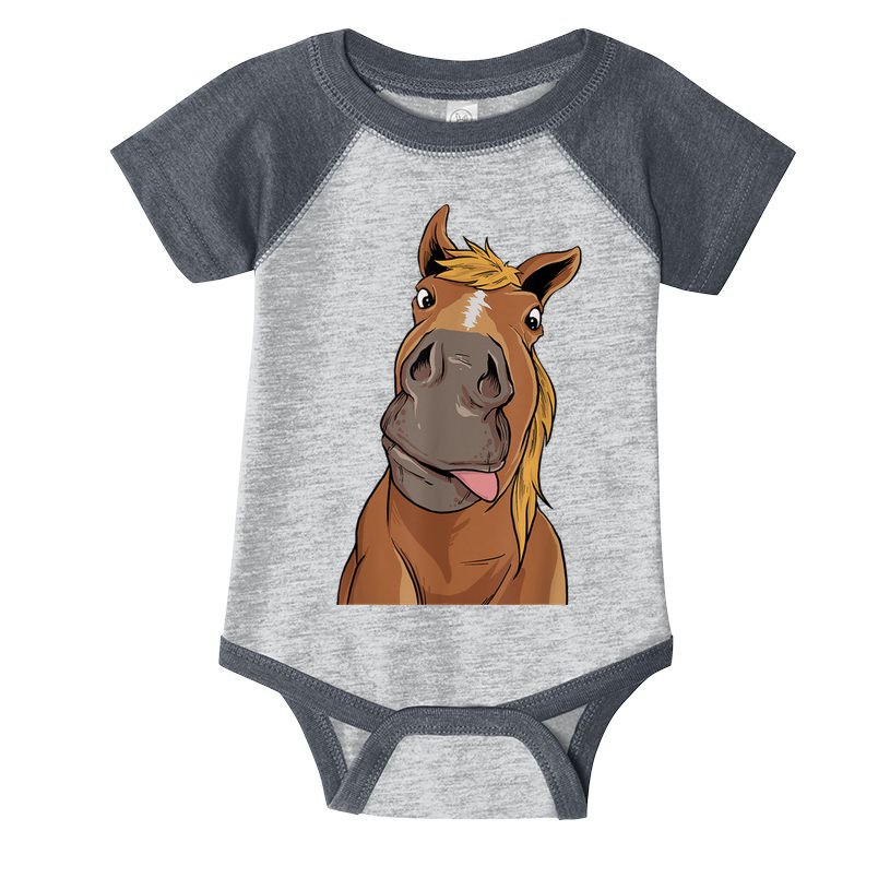 Hilarious Horse Face Horses Horseman Equestrian Riding Infant Baby Jersey Bodysuit