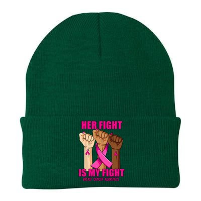 Hand Her Fight Is My Fight Breast Cancer Awareness Month Knit Cap Winter Beanie