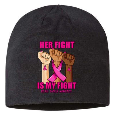 Hand Her Fight Is My Fight Breast Cancer Awareness Month Sustainable Beanie