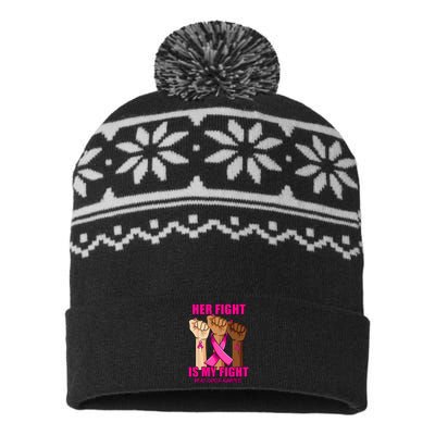 Hand Her Fight Is My Fight Breast Cancer Awareness Month USA-Made Snowflake Beanie