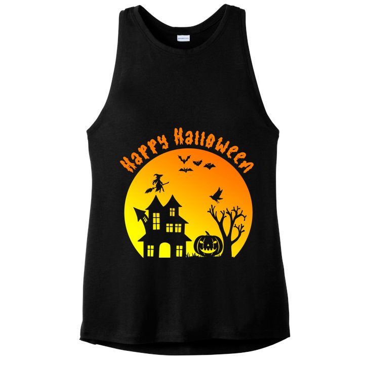 Happy Halloween Festive Spooky Ladies PosiCharge Tri-Blend Wicking Tank