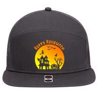 Happy Halloween Festive Spooky 7 Panel Mesh Trucker Snapback Hat