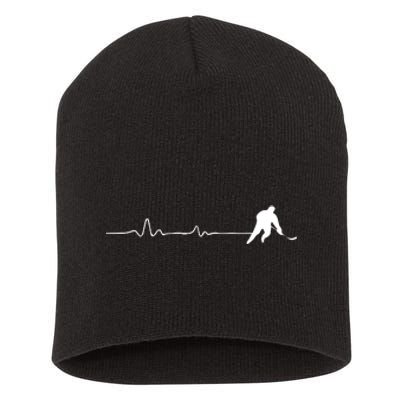 Hockey Heartbeat Funny Hockey Lover Gift Father's Day Gift Short Acrylic Beanie