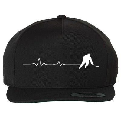 Hockey Heartbeat Funny Hockey Lover Gift Father's Day Gift Wool Snapback Cap