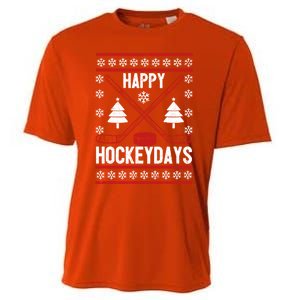 Happy Hockeydays Funny Christmas Ice Hockey Player Fan Xmas Gift Cooling Performance Crew T-Shirt