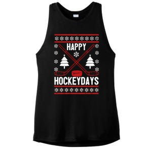 Happy Hockeydays Funny Christmas Ice Hockey Player Fan Xmas Gift Ladies PosiCharge Tri-Blend Wicking Tank