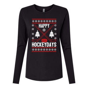 Happy Hockeydays Funny Christmas Ice Hockey Player Fan Xmas Gift Womens Cotton Relaxed Long Sleeve T-Shirt