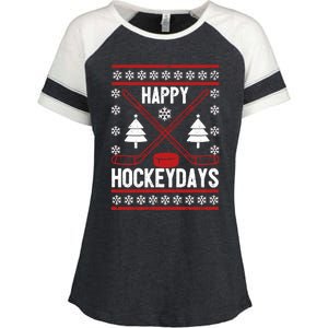 Happy Hockeydays Funny Christmas Ice Hockey Player Fan Xmas Gift Enza Ladies Jersey Colorblock Tee