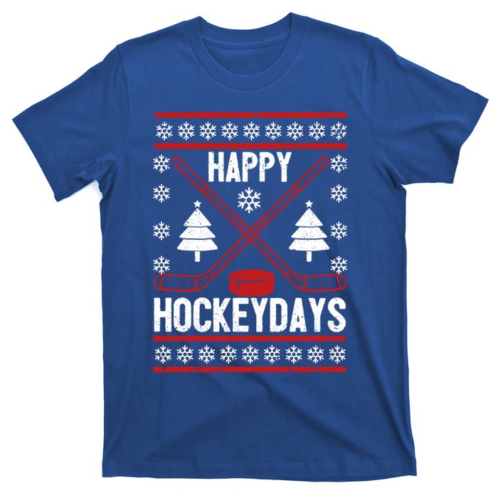 Happy Hockeydays Funny Christmas Ice Hockey Player Fan Xmas Gift T-Shirt