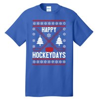 Happy Hockeydays Funny Christmas Ice Hockey Player Fan Xmas Gift Tall T-Shirt