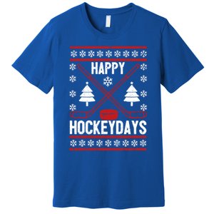 Happy Hockeydays Funny Christmas Ice Hockey Player Fan Xmas Gift Premium T-Shirt