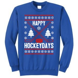 Happy Hockeydays Funny Christmas Ice Hockey Player Fan Xmas Gift Tall Sweatshirt