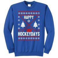 Happy Hockeydays Funny Christmas Ice Hockey Player Fan Xmas Gift Tall Sweatshirt