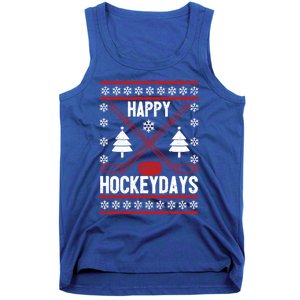 Happy Hockeydays Funny Christmas Ice Hockey Player Fan Xmas Gift Tank Top