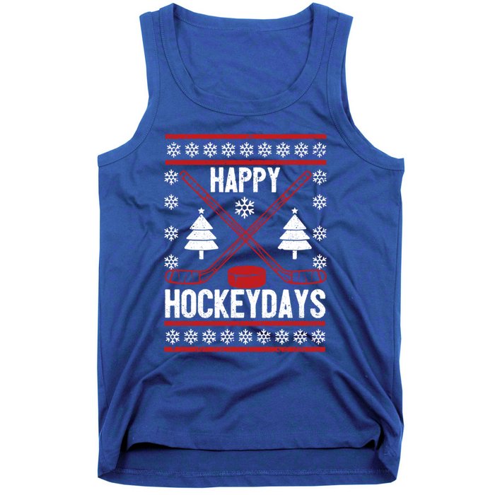 Happy Hockeydays Funny Christmas Ice Hockey Player Fan Xmas Gift Tank Top