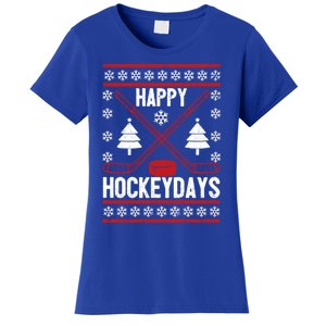 Happy Hockeydays Funny Christmas Ice Hockey Player Fan Xmas Gift Women's T-Shirt