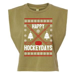 Happy Hockeydays Funny Christmas Ice Hockey Player Fan Xmas Gift Garment-Dyed Women's Muscle Tee