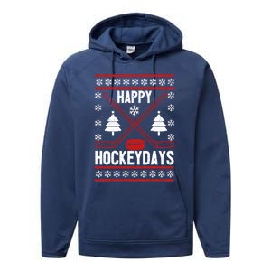 Happy Hockeydays Funny Christmas Ice Hockey Player Fan Xmas Gift Performance Fleece Hoodie