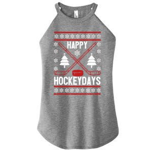 Happy Hockeydays Funny Christmas Ice Hockey Player Fan Xmas Gift Women's Perfect Tri Rocker Tank