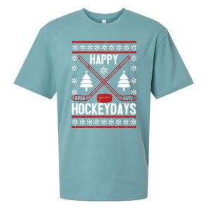 Happy Hockeydays Funny Christmas Ice Hockey Player Fan Xmas Gift Sueded Cloud Jersey T-Shirt