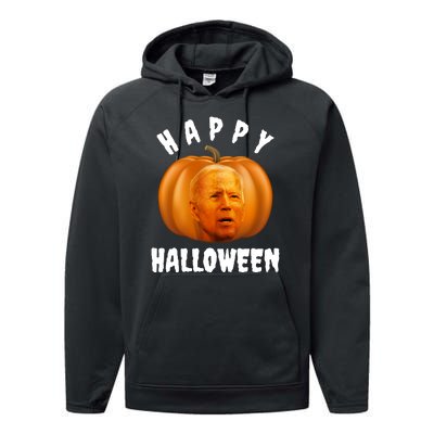 Happy Halloween Funny Joe Biden Jack O Lantern Performance Fleece Hoodie