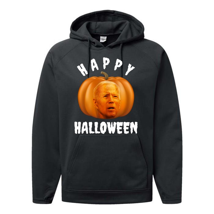 Happy Halloween Funny Joe Biden Jack O Lantern Performance Fleece Hoodie