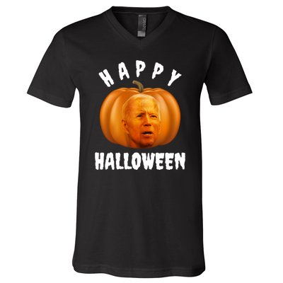 Happy Halloween Funny Joe Biden Jack O Lantern V-Neck T-Shirt