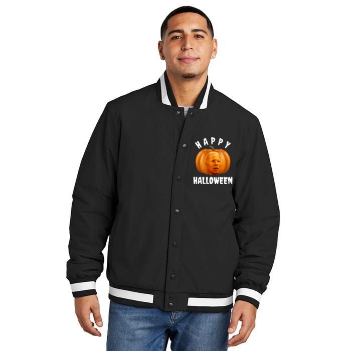 Happy Halloween Funny Joe Biden Jack O Lantern Insulated Varsity Jacket