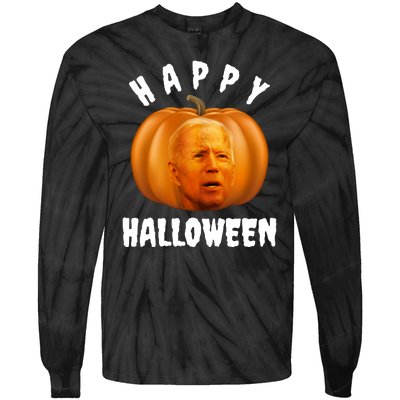 Happy Halloween Funny Joe Biden Jack O Lantern Tie-Dye Long Sleeve Shirt