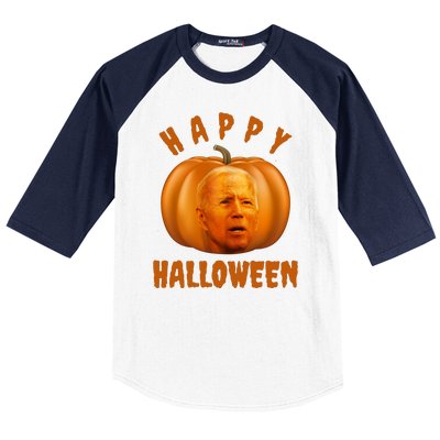 Happy Halloween Funny Joe Biden Jack O Lantern Baseball Sleeve Shirt