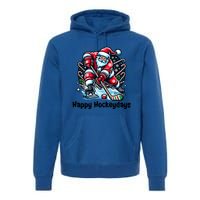 Happy Hockeydays Funny Hockey Christmas Santa And Sports Gift Premium Hoodie