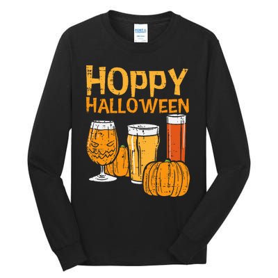 Hoppy Halloween Funny Dad Halloween Beer Grandpa Uncle Tall Long Sleeve T-Shirt