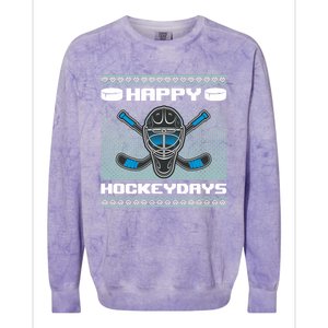 Happy Hockeydays Funny Hockey Players Chrismast Ugly Gift Colorblast Crewneck Sweatshirt