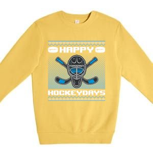 Happy Hockeydays Funny Hockey Players Chrismast Ugly Gift Premium Crewneck Sweatshirt