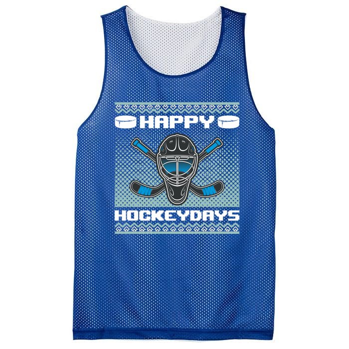 Happy Hockeydays Funny Hockey Players Chrismast Ugly Gift Mesh Reversible Basketball Jersey Tank