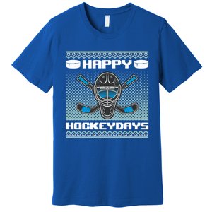 Happy Hockeydays Funny Hockey Players Chrismast Ugly Gift Premium T-Shirt