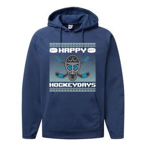 Happy Hockeydays Funny Hockey Players Chrismast Ugly Gift Performance Fleece Hoodie