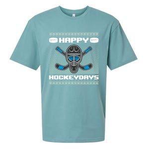 Happy Hockeydays Funny Hockey Players Chrismast Ugly Gift Sueded Cloud Jersey T-Shirt