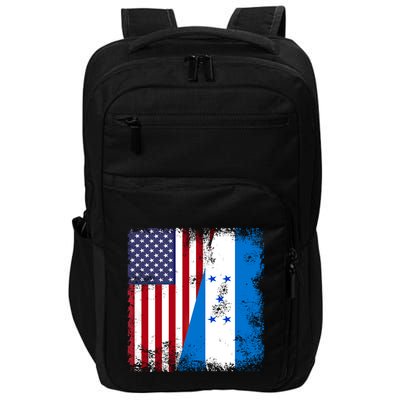 Half Honduran Flag Meaningful Gift Vintage Honduras Usa Gift Impact Tech Backpack