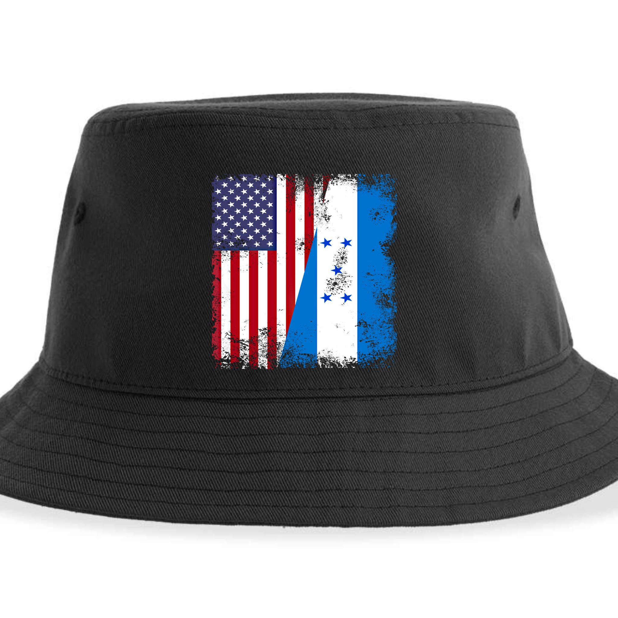 Half Honduran Flag Meaningful Gift Vintage Honduras Usa Gift Sustainable Bucket Hat