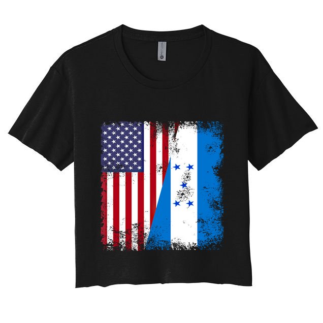 Half Honduran Flag Meaningful Gift Vintage Honduras Usa Gift Crop Top