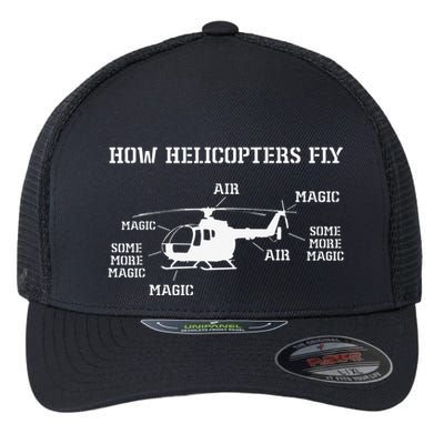 How Helicopters Fly Funny Helicopter Pilot Flexfit Unipanel Trucker Cap