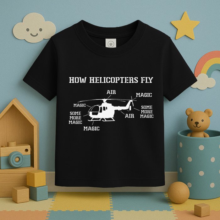 How Helicopters Fly Funny Helicopter Pilot Toddler T-Shirt
