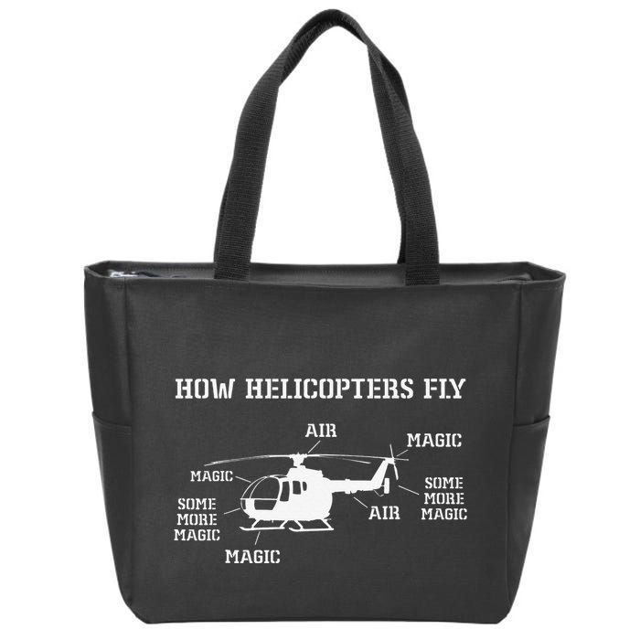 How Helicopters Fly Funny Helicopter Pilot Zip Tote Bag