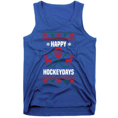 Happy Hockeydays Funny Hockey Ugly Christmas Design Gift Tank Top