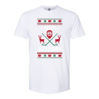 Happy Hockeydays Funny Hockey Ugly Christmas Design Gift Softstyle CVC T-Shirt