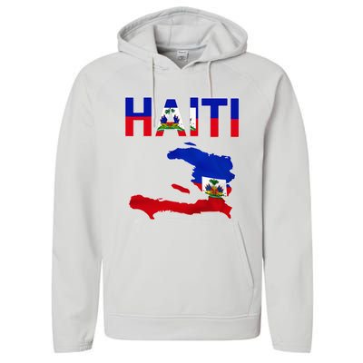 Happy Haitian Flag Day Cool Haiti Flag Map Haitian Pride Performance Fleece Hoodie