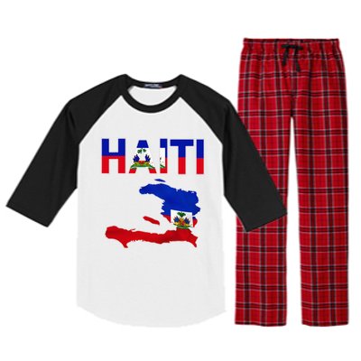 Happy Haitian Flag Day Cool Haiti Flag Map Haitian Pride Raglan Sleeve Pajama Set