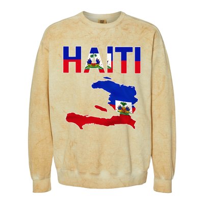 Happy Haitian Flag Day Cool Haiti Flag Map Haitian Pride Colorblast Crewneck Sweatshirt