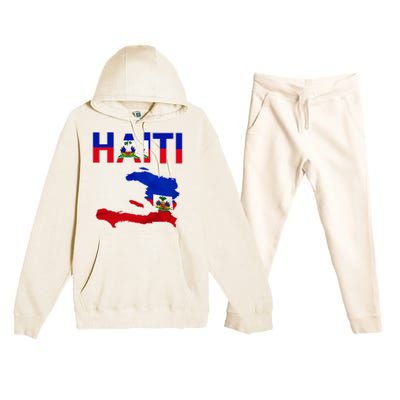 Happy Haitian Flag Day Cool Haiti Flag Map Haitian Pride Premium Hooded Sweatsuit Set